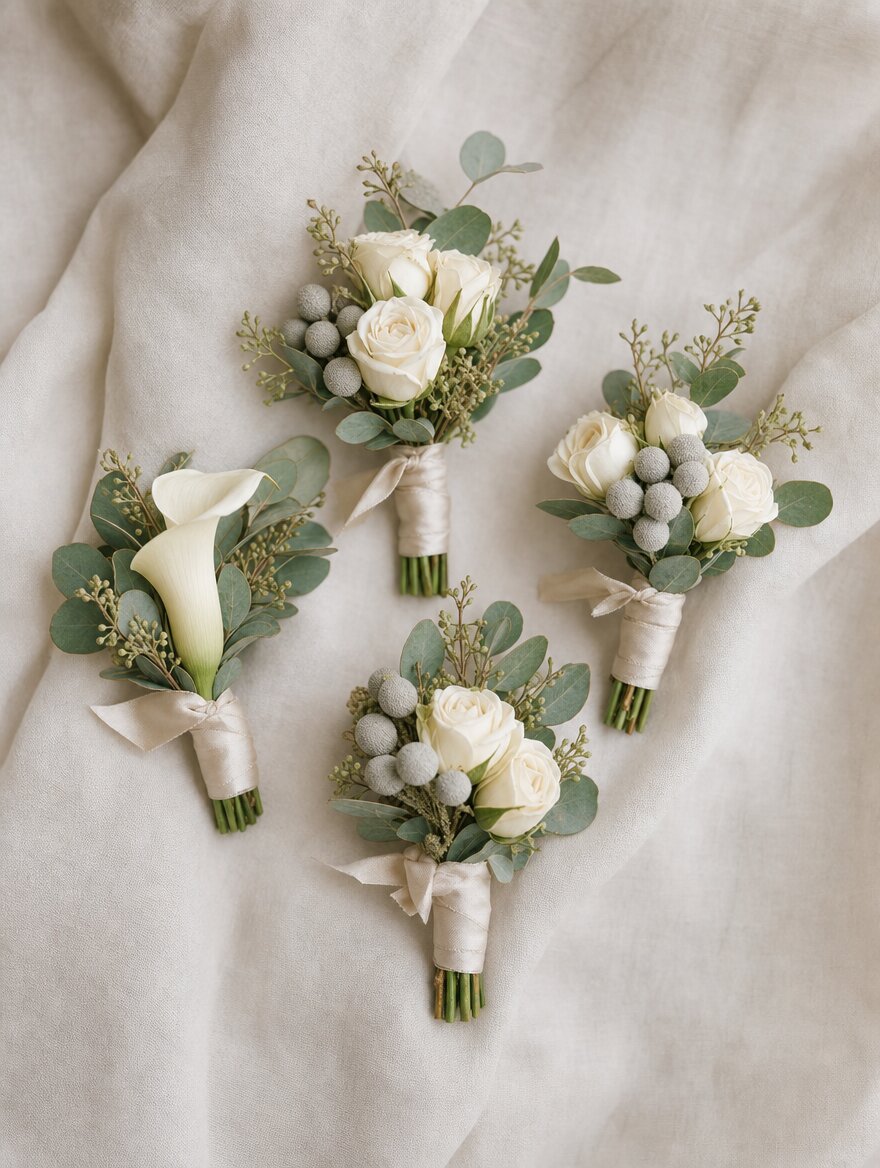 Groom & Groomsmen Boutonnières — 新郎及兄弟團胸花